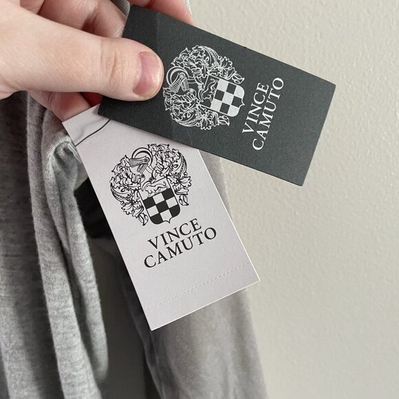 Vince Camuto Women XL Heather Grey Velour Mixed Media V-Neck Ivy Hoodie NWT - Picture 10 of 11